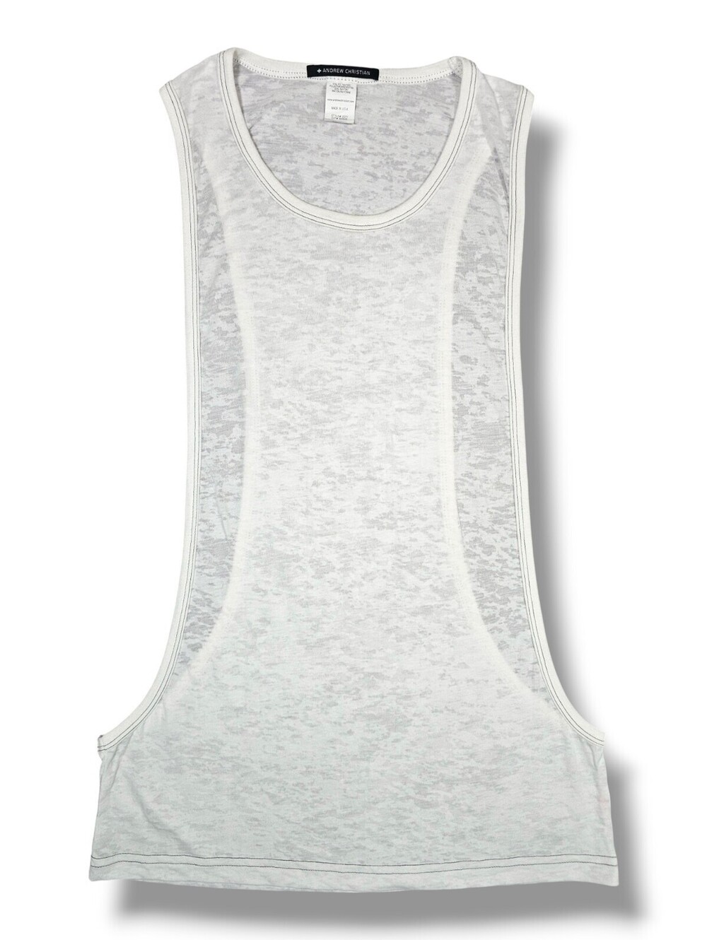 White Burnout Longline Tank Top Sleeveless Activewear Gym Workout Athletic Small